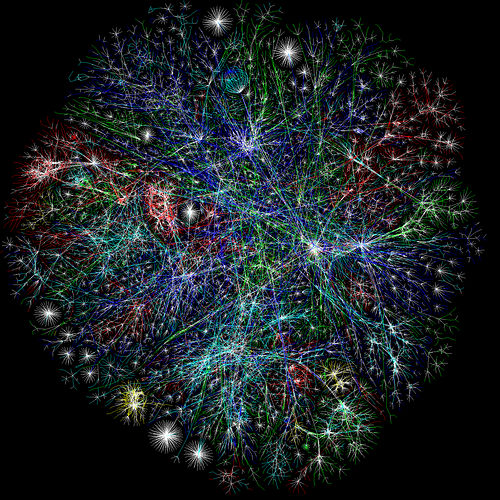 Visualisation of the internet as a worldwide network